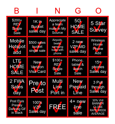 Ambassador Bingo Card