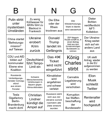 Deutschland Bingo 2023 Bingo Card