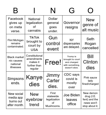 2023 bingo Card