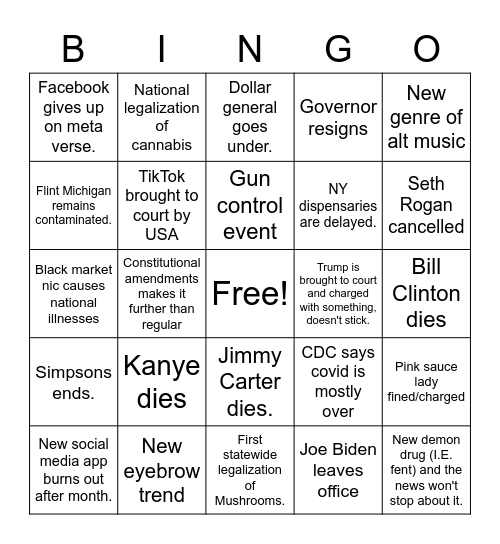 2023 bingo Card