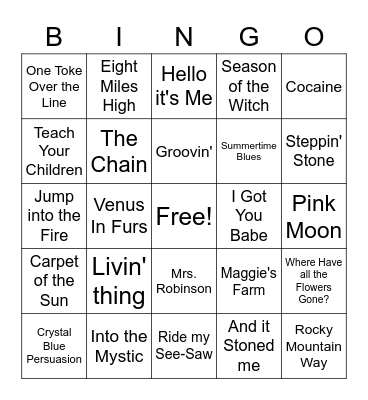 Summer of love 2 Bingo Card