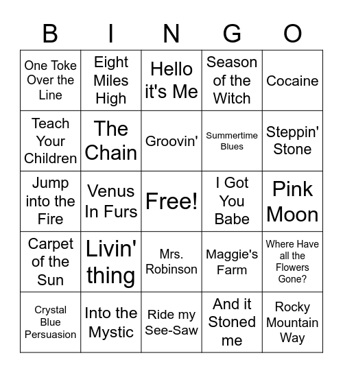 Summer of love 2 Bingo Card