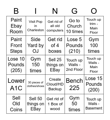 2023 Goals Bingo Card