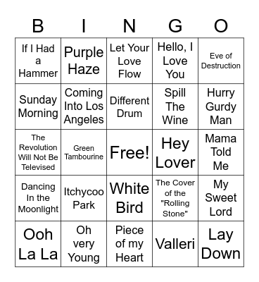Summer of Love 3 Bingo Card