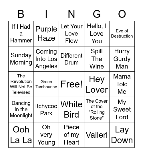 Summer of Love 3 Bingo Card