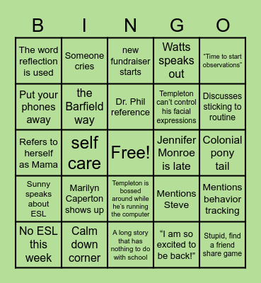 Meeting Bingo Card