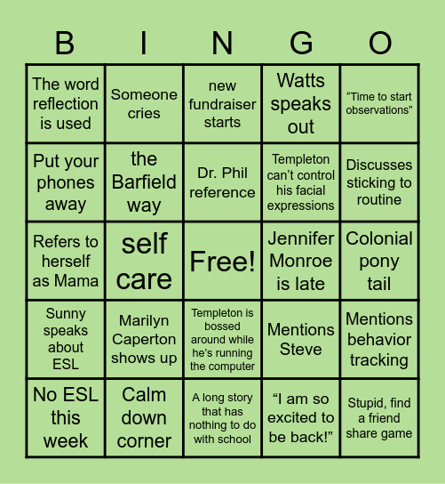 Meeting Bingo Card