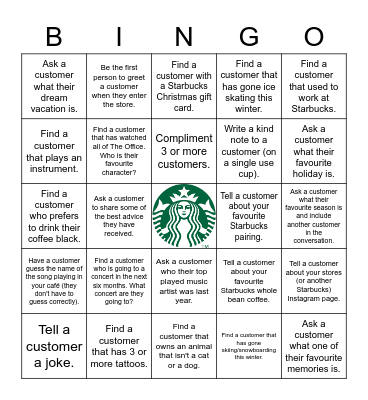 Customer Connection BINGO Card