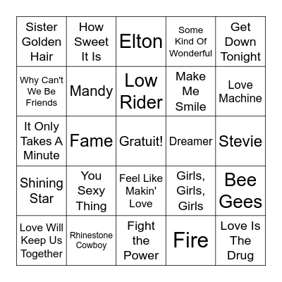 1975 Bingo Card