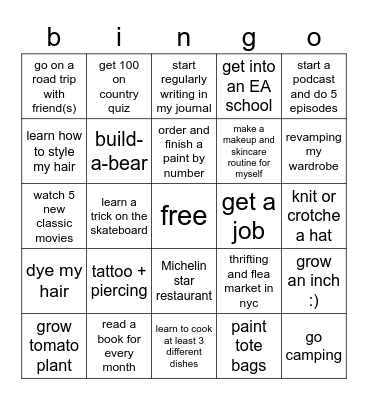 2023 bingo Card