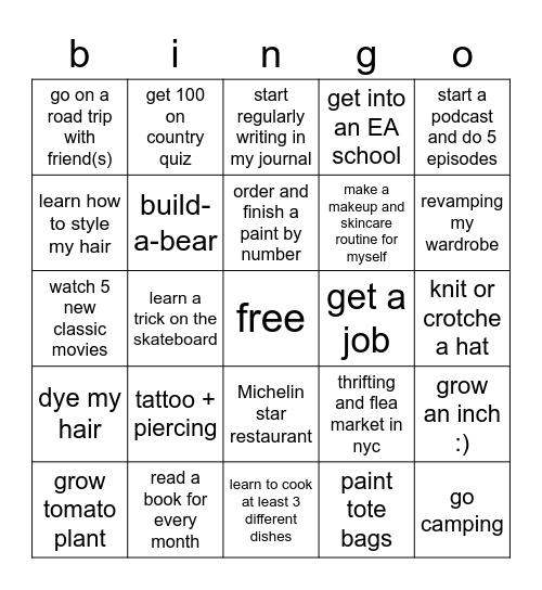 2023 bingo Card