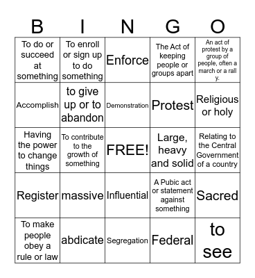 Workshop #9: The Front Lines of Justice Bingo Card