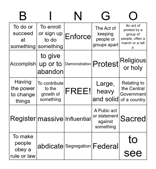 Workshop #9: The Front Lines of Justice Bingo Card