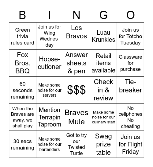 Harrison's Trivia Bingo Card