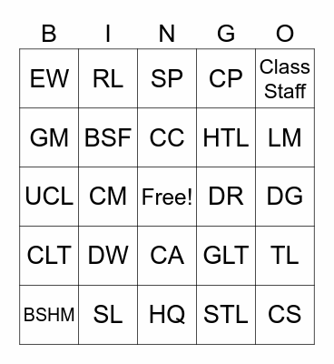 BSF ACRONYM BINGO Card