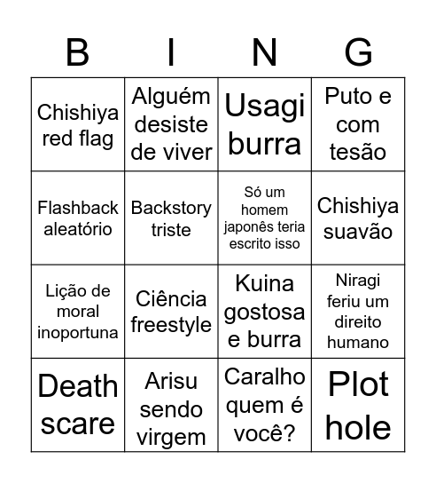 Alice in Borderland Bingo Card