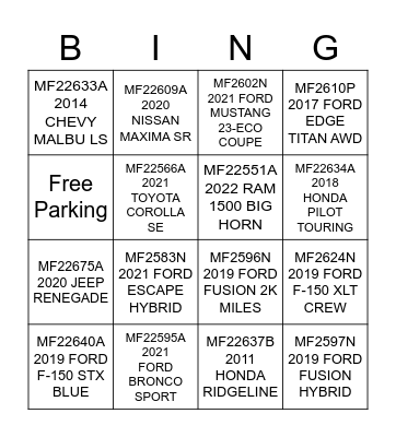 SHOW'EM - SELL'EM BINGO Card