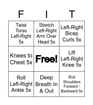 LS360 Fitness Bingo Card