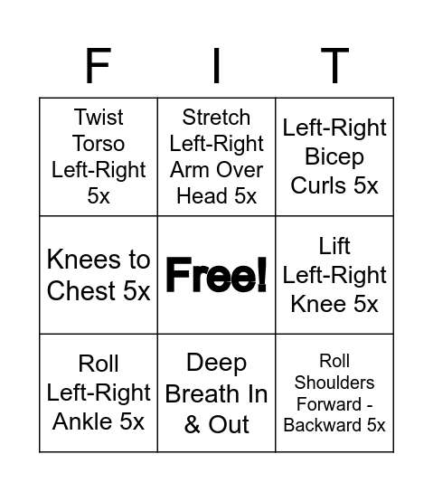 LS360 Fitness Bingo Card