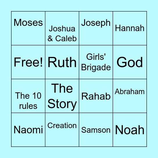 Noah Bingo Card