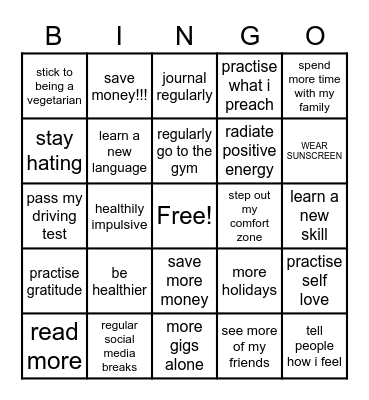 my 2023 bingo Card