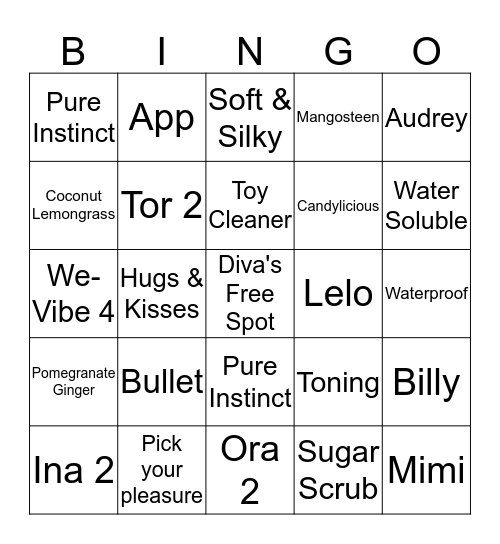 Passion Bingo Card
