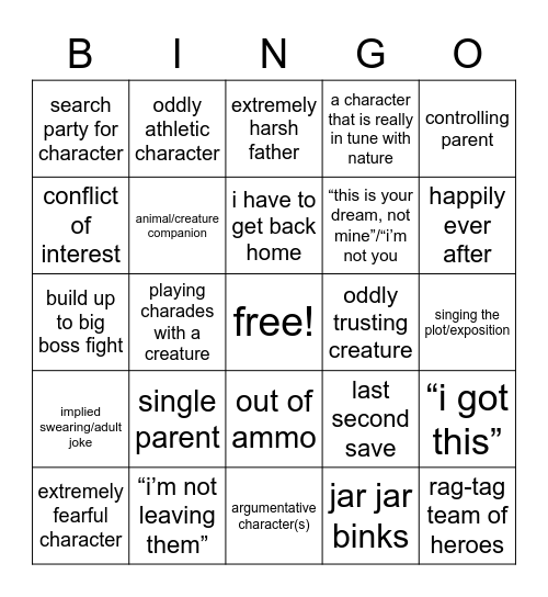 Disney Bingo Card