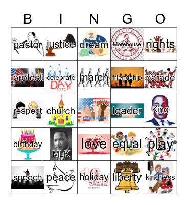 Martin Luther King Jr. Bingo Card