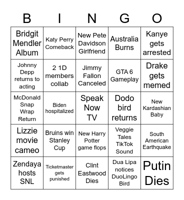 Josh’s 2023 BINGO Card Bingo Card