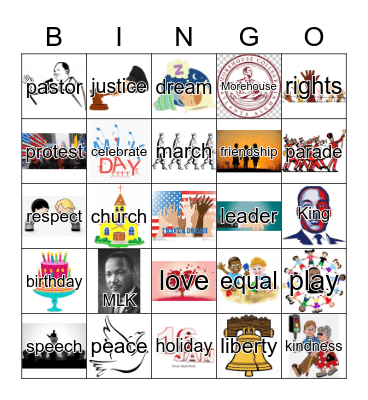 Martin Luther King Jr. Bingo Card