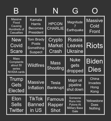 2023 Disaster Bingo Card