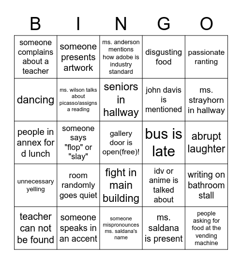 cvpa/suitland bingo Card