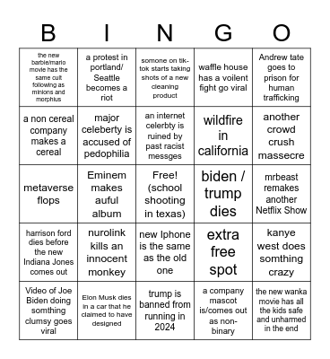 2023 bingo Card