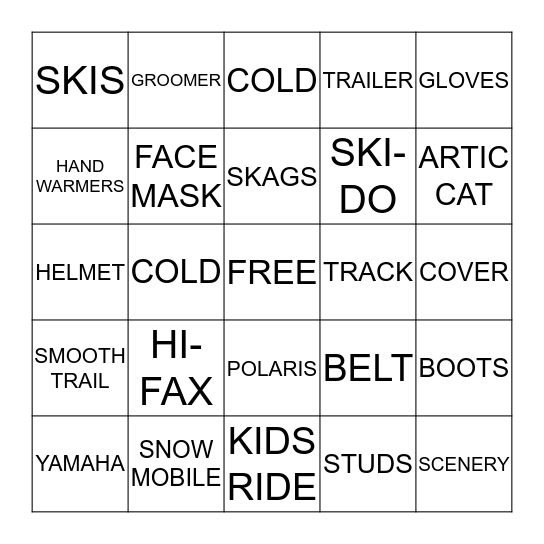 HARRISON SNOWRIDERS Bingo Card