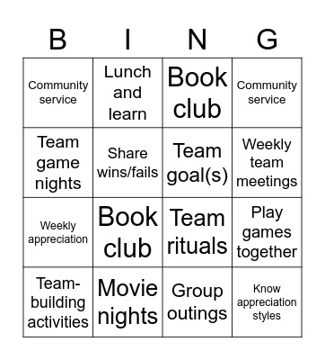 Leader Bingo Card