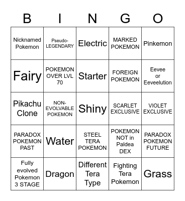 POKEMON SUPRISE TRADE BINGO Card