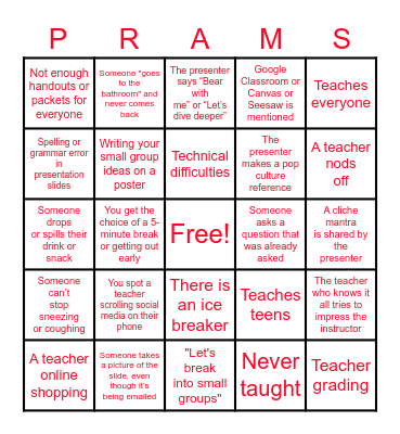 Educator's BINGO! Bingo Card