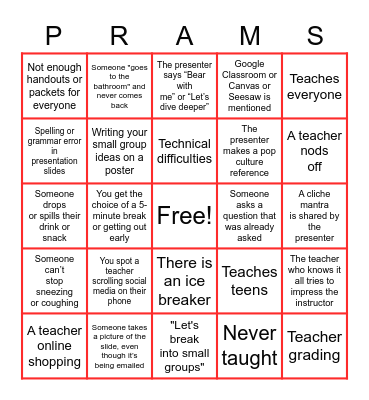 Educator's BINGO! Bingo Card