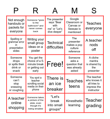 Educator's BINGO! Bingo Card
