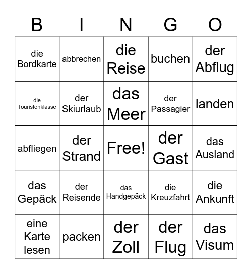 Deutsch 3 Bingo Card