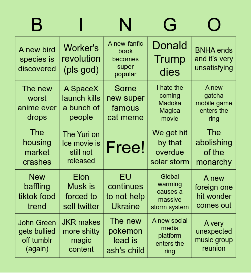 2023 Bingo Card