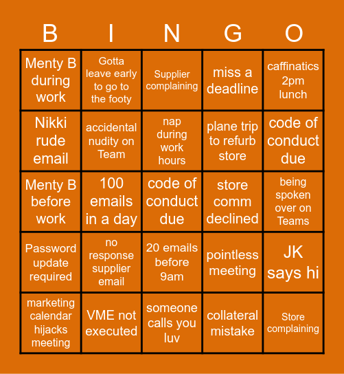 MYER 2023 Bingo Card