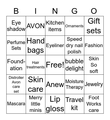 AVON! Bingo Card