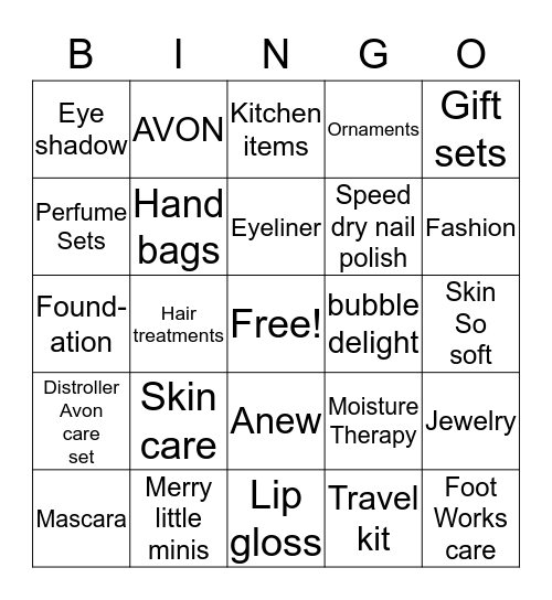 AVON! Bingo Card