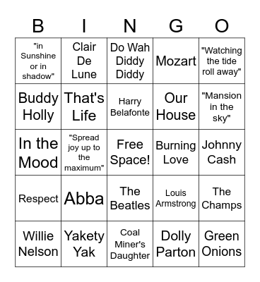 MUSIC BINGO Card