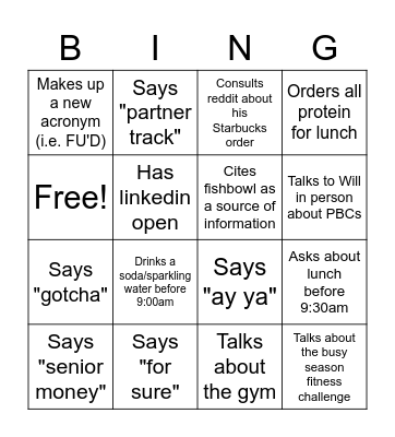 Greg... Bingo Card