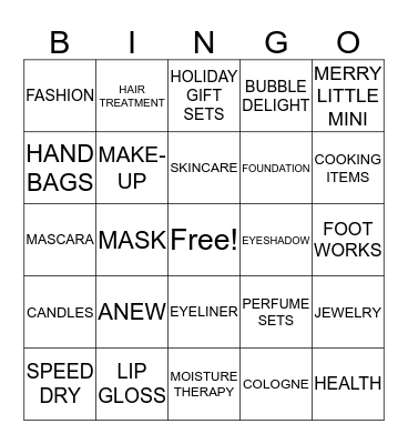 AVON! Bingo Card