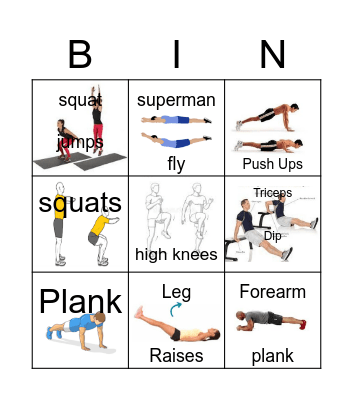 Fitness Bingo Card