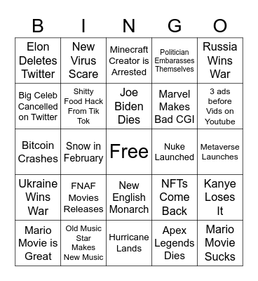 2023 Bingo Card