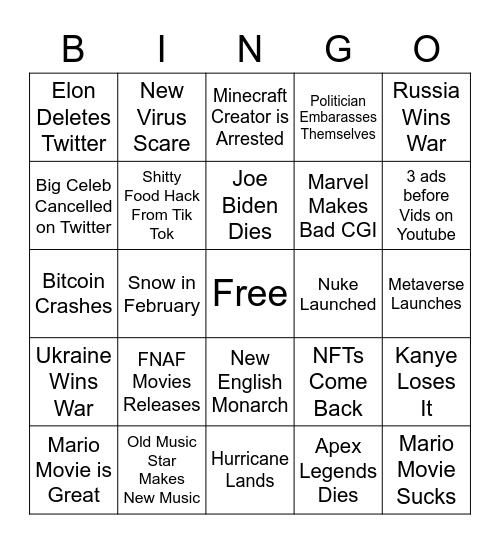 2023 Bingo Card